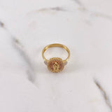 Anillo Virgen Guadalupe Flores 4gr / T7 1/2 / Circones Blancos Dos Oros Amarillo Rosa 18K $