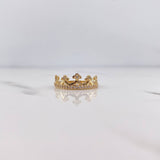 Anillo Corona 1.95gr / T5 1/2 / Circones Blancos Oro Amarillo 18K $