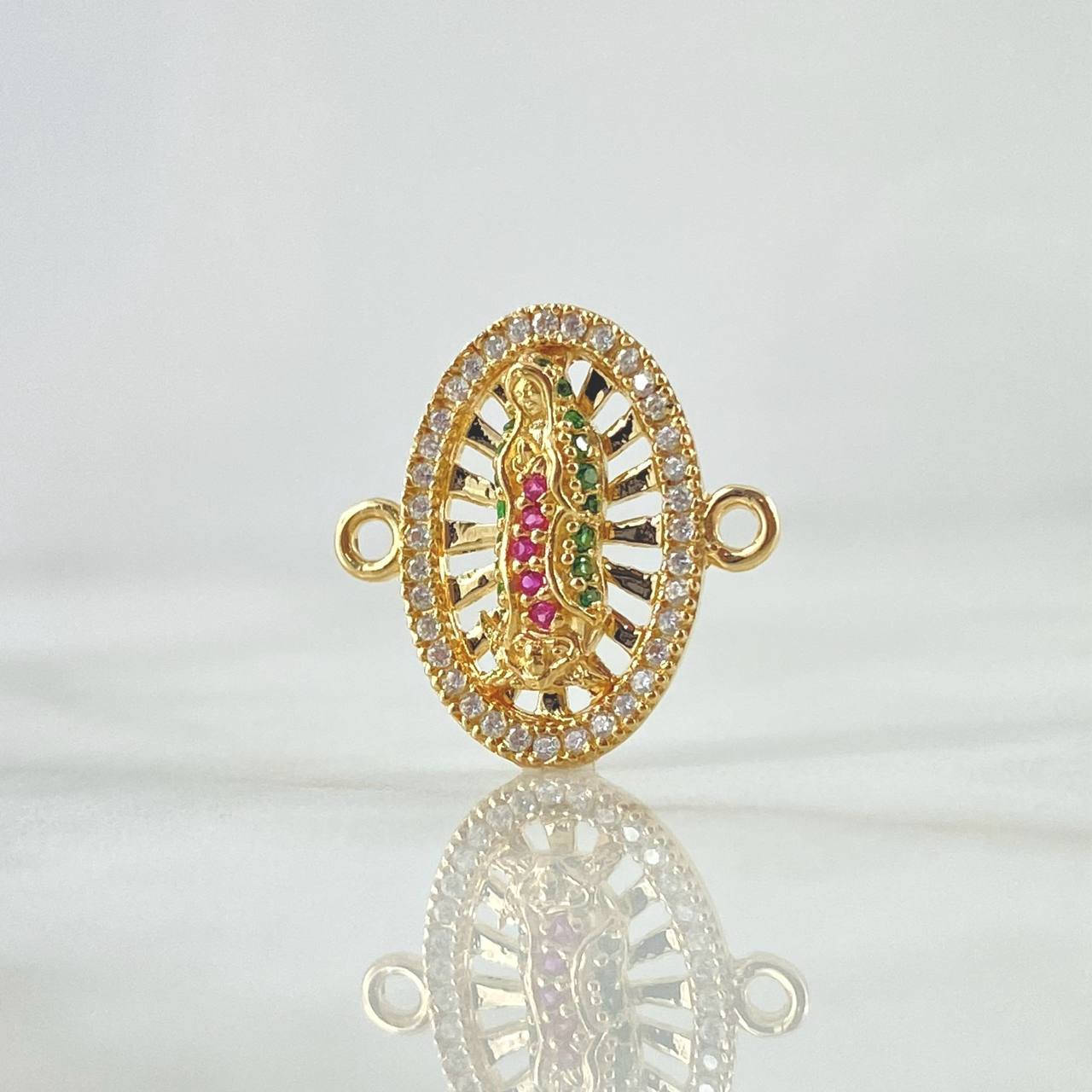 Herraje Virgen De Guadalupe Ovalado 2.25gr / 1.8cm / Circones Blancos - Verdes - Fucsias  Oro Amarillo 18K *