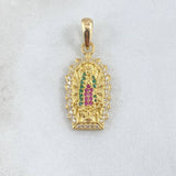 Dije Dije Virgen Guadalupe Silueta 3.7gr / 3.5cm / Circones Blancos Verdes Fucsia  Oro Amarillo 18K