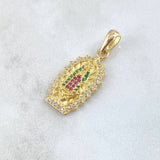 Dije Dije Virgen Guadalupe Silueta 3.7gr / 3.5cm / Circones Blancos Verdes Fucsia  Oro Amarillo 18K