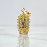 Dije Dije Virgen Guadalupe Silueta 3.7gr / 3.5cm / Circones Blancos Verdes Fucsia  Oro Amarillo 18K