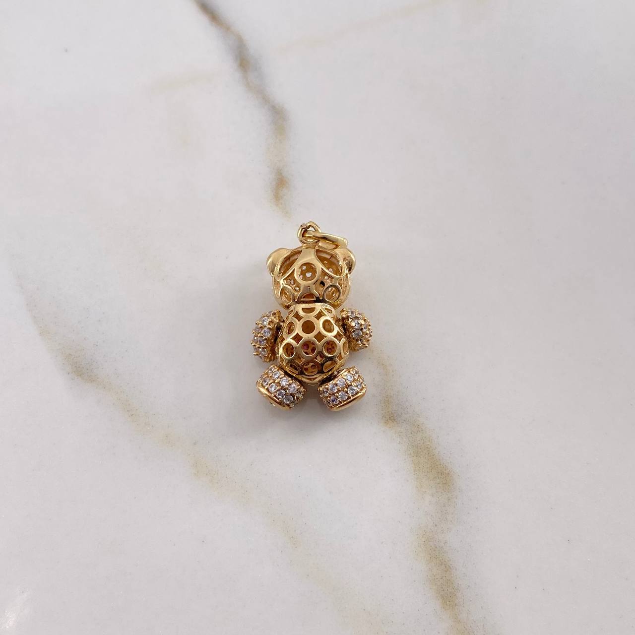 Dije Oso Articulado Corazon 4.4gr / 2.5cm / Circones Blancos Fucsias Negros Oro Amarillo 18K $