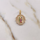 Dije Virgen Guadalupe 1.9gr / 2.8cm / Circones De Colores Oro Amarillo 18K $