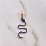 Dije Serpiente 2.3gr / 4cm / Circones Azules Oro Amarillo 18K $