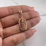 Dije Virgen Guadalupe 2.95gr / 3.2cm / Circones Azules Fucsias Oro Rosa 18K $