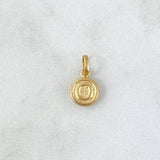 Dije Letra O 0.4gr / 1.5cm / Circulo Texturizado - Cargador Liso Oro Amarillo 18K