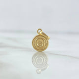 Dije Letra O 0.4gr / 1.5cm / Circulo Texturizado - Cargador Liso Oro Amarillo 18K