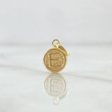 Dije Letra E 0.35gr / 1.5cm / Circulo Texturizado - Cargador Liso Oro Amarillo 18K