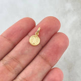 Dije Letra I 0.35gr / 1.5cm / Circulo Texturizado - Cargador Liso Oro Amarillo 18K