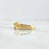 Anillo Solitario Ovaculo Horizontal 2.9gr / T7 3/4 / Circones Blancos Oro Amarillo 18K ©