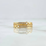 Anillo Infinito Lineas Paralelas 2.55gr / T6 1/4 / Circones Blancos Oro Amarillo 18K ©