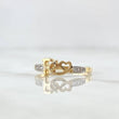 Anillo Linea Fe Corazón 1.75gr / T6 1/4 / Circones Blancos Oro Amarillo 18K *