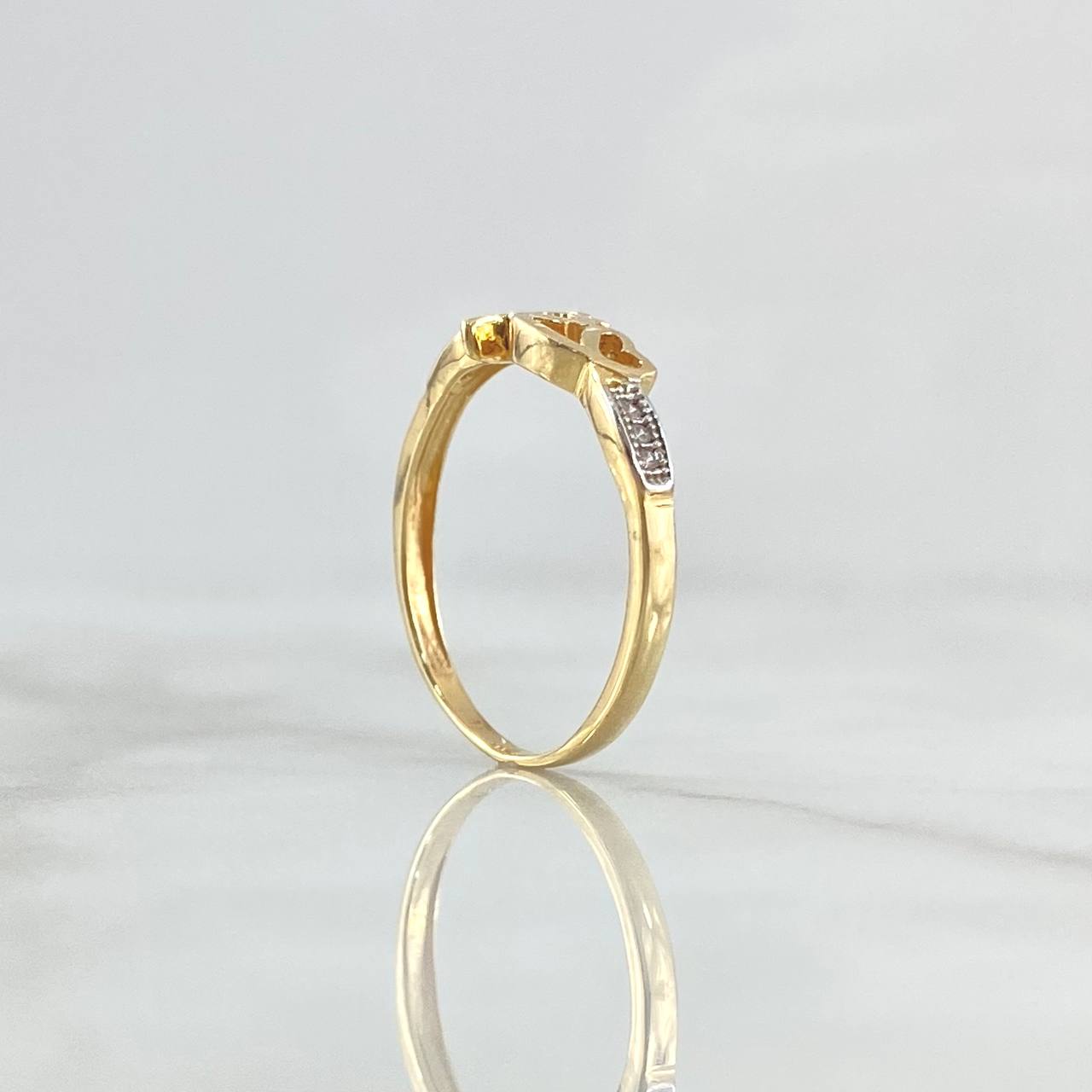 Anillo de Fe Corazón 1.75gr / T6 / Circones Blancos Dos Oros Amarillo Blanco 18K ©