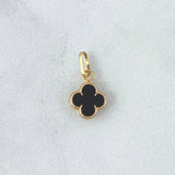 Dije Trebol VCyA 0.4gr / 1.6cm / Resina Negra Oro Amarillo 18K