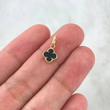 Dije Trebol VCyA 0.4gr / 1.6cm / Resina Negra Oro Amarillo 18K