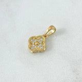 Dije Trébol 1.4gr / 1.5cm / 10mm Circones Blancos Oro Amarillo 18K ©