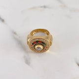 Anillo Ruleta 10.3gr / T6 1/2 / Circones Negros Blancos Oro Amarillo 18K $