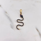 Dije Serpiente 2.1gr / 4cm / Circones Fucisas Negros Dos Oros Negro Amarillo 18K $