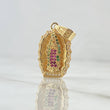 Dije Virgen Guadalupe Silueta 4.05gr / 3.4cm / Circones Blancos Verdes Fucsias  Oro Amarillo 18K ©