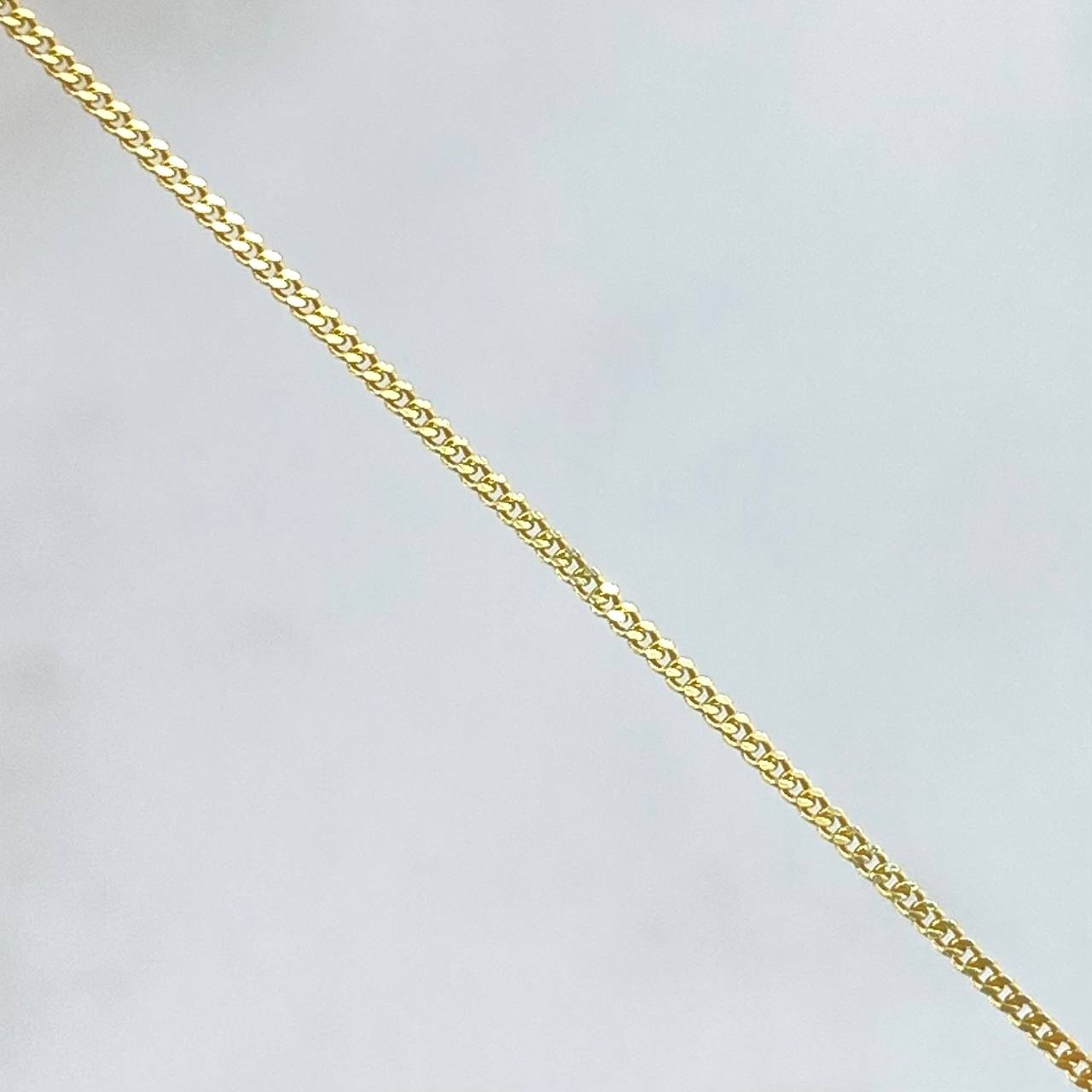 Set Cadena Cubana 1.05gr / 45cm / 0.7mm + Dije Cruz 0.25gr / 1.4cm Lisa Oro Amarillo 18K (Oferta) *