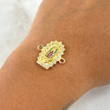 Herraje Virgen Guadalupe Silueta Basteada  3.75gr / 2.5cm /  Circones Blancos - Verdes - Fucsias Oro Amarillo 18K *