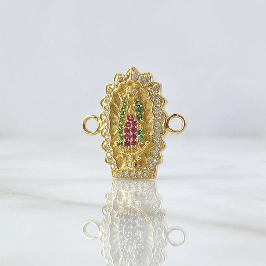 Herraje Virgen Guadalupe Silueta Basteada  3.75gr / 2.5cm /  Circones Blancos - Verdes - Fucsias Oro Amarillo 18K *