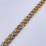 Pulso Cubano 18.3gr / 19.9cm / 7.8mm Broche Cajon Circones Azules Blancos Oro Amarillo 18K $