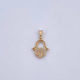 Dije Mano Hamsa 1.1gr / 2cm / Circones Blancos Oro Amarillo 18K $