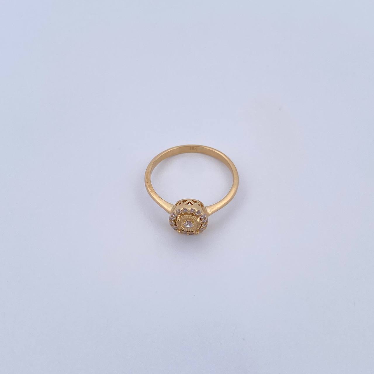 Anillo Circulo 1.7gr / T4 3/4 / Circones Blancos Oro Amarillo 18K &