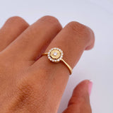 Anillo Circulo 1.7gr / T4 3/4 / Circones Blancos Oro Amarillo 18K &