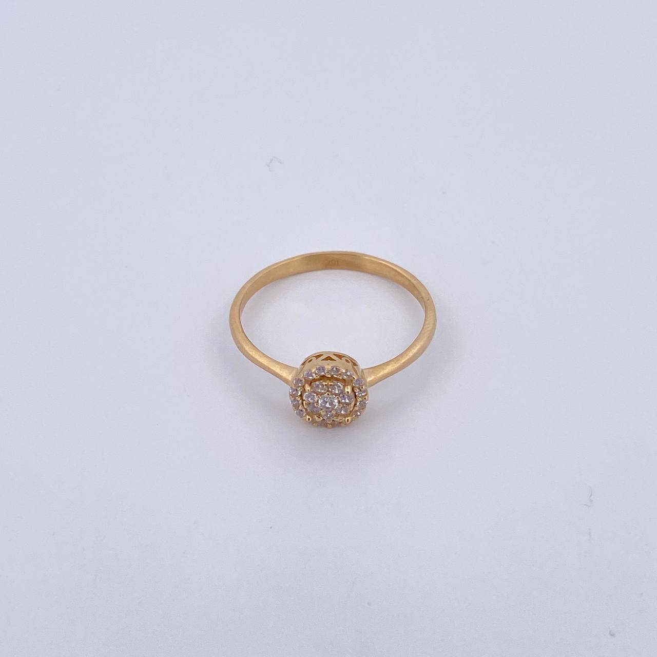 Anillo Circulo 1.7gr / T5 1/2 / Circones Blancos Oro Amarillo 18K &