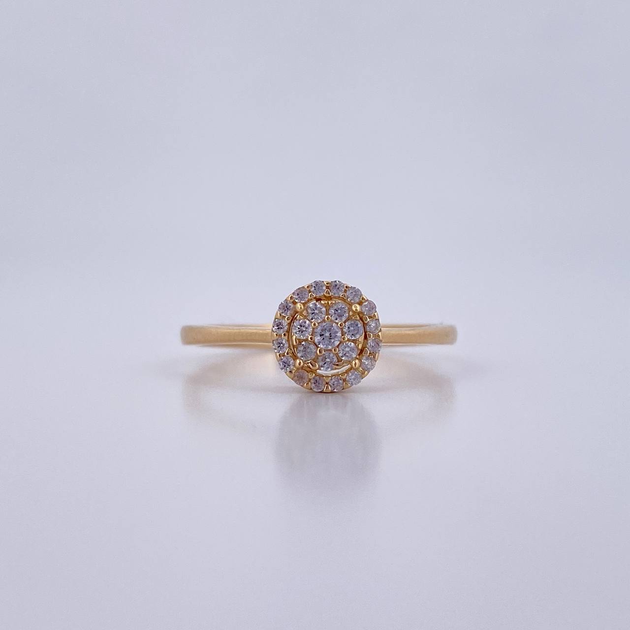 Anillo Circulo 1.7gr / T5 1/2 / Circones Blancos Oro Amarillo 18K &