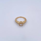 Anillo Solitario Churumbela 3.5gr / T6 / Cuadrado Circones Blancos Oro Amarillo 18K &