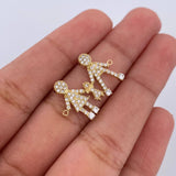 Herraje Familia De Tres 1.65gr / 2.2cm / Circones Blancos Oro Amarillo 18K &