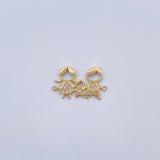 Herraje Familia De Tres 0.95gr / 1.8cm / Circones Blancos Oro Amarillo 18K &