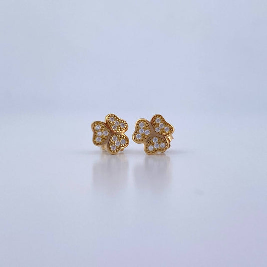 Topos Trebol 1.2gr / Circones Blancos Oro Amarillo 18K &