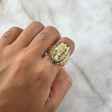 Anillo Virgen Guadalupe 15.9gr / T10 1/4 / Circones Blancos Negros Oro Amarillo *