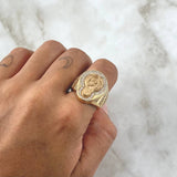 Anillo Virgen De Los Dolores 14.7gr / T8 1/2 / Circones Blancos Oro Amarillo *