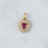 Dije Corazón Halo 2.5gr / 2cm / Tupido Circones Blancos Fucsia Oro Amarillo 18K ©