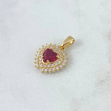 Dije Corazón Halo 2.5gr / 2cm / Tupido Circones Blancos Fucsia Oro Amarillo 18K ©