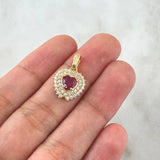 Dije Corazón Halo 2.5gr / 2cm / Tupido Circones Blancos Fucsia Oro Amarillo 18K ©