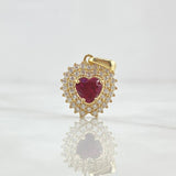 Dije Corazón Halo 2.5gr / 2cm / Tupido Circones Blancos Fucsia Oro Amarillo 18K ©