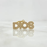 Dije Dios 1.7gr / 2.3cm / Circones Blancos Oro Amarillo 18K