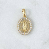 Dije Virgen Guadalupe Doble Aro 1.75gr / 2.2cm / Circones Blancos Oro Amarillo 18K ©