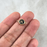 Herraje Letra K 0.4gr / 1.3cm / Circulo - Resina Negra Oro Amarillo 18K