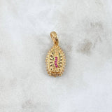 Dije Virgen Guadalupe 2.85gr / 2.7cm / Circones Blancos Verdes Fucsia Oro Amarillo 18K *