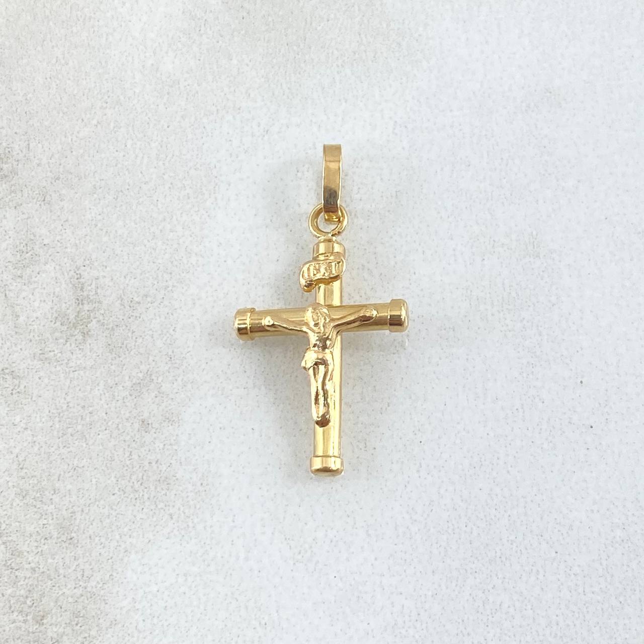 Dije Cruz Cristo 0.9gr / 2.8cm / Baston Liso Oro Amarillo 18K ©