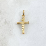 Dije Cruz Cristo 0.8gr / 2.4cm / Baston Liso Oro Amarillo 18K ©