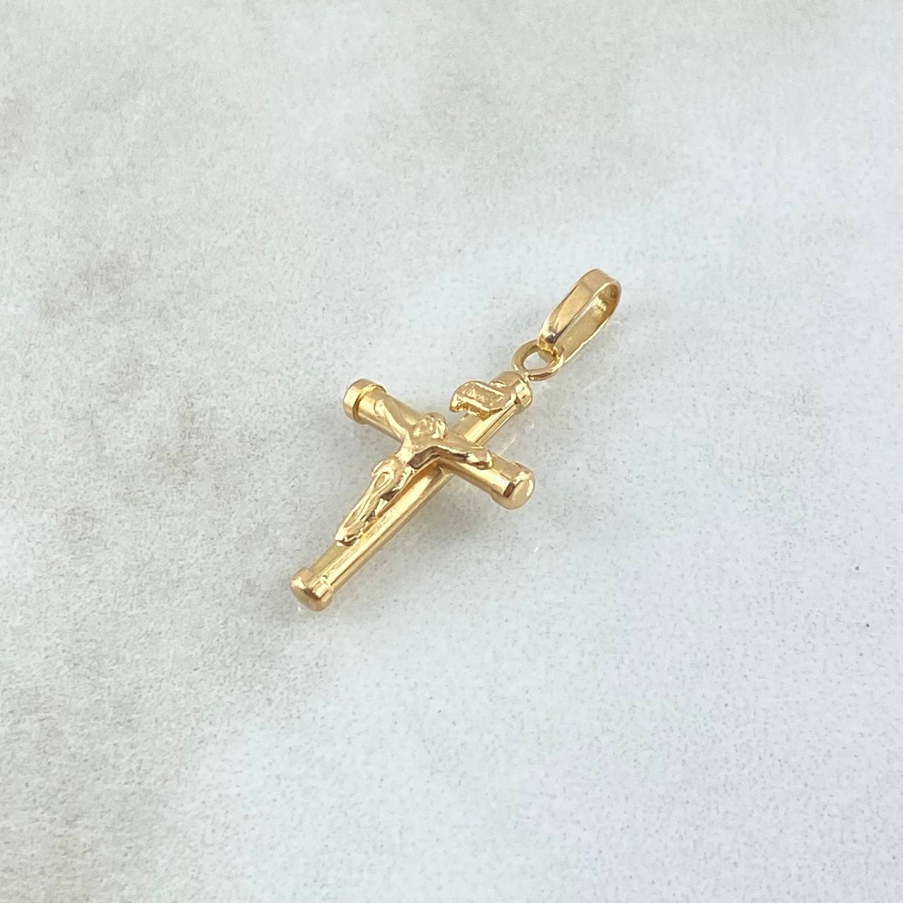 Dije Cruz Cristo 1gr / 2.9cm / Bastón Liso Oro Amarillo 18K